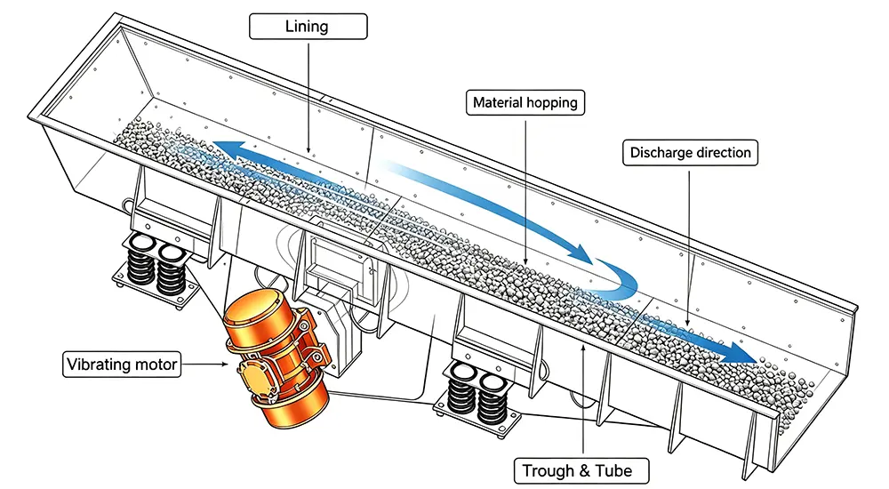 Vibrating conveyor working principle